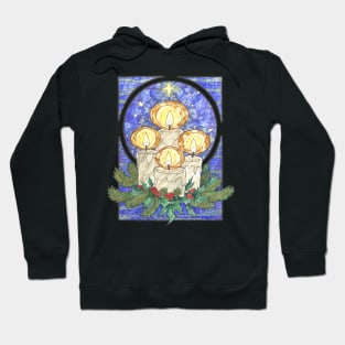 Winter Offering of Holly Berries and Pine Yule Art Nouveau Spirits of Winter Series Hoodie